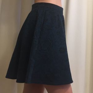 High waisted floral print blue skirt